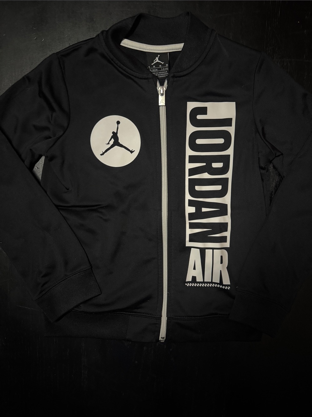 Jordan Black and White Vertical Logo Zip Jacket